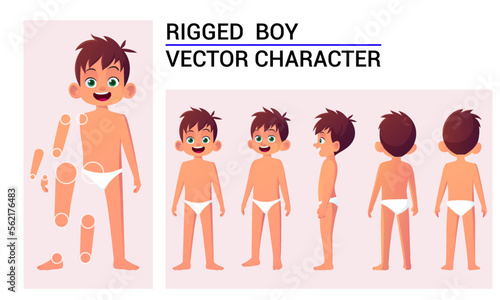 Cartoon Boy Character Creation Set For Animation, Boy Wearing Underwear