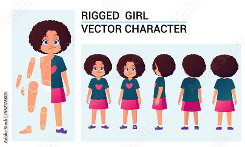 Cute Girl Character Construction Set For Animation And Rigging