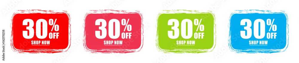 30% off sale design in grunge effect in light colours. Special offer, 30 percent discount, vector design - obrazy, fototapety, plakaty 