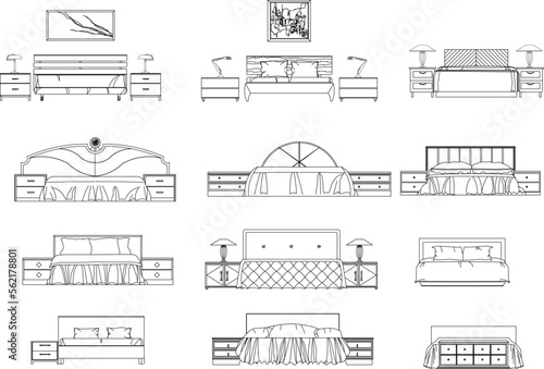sketch vector illustration of luxury classic bed