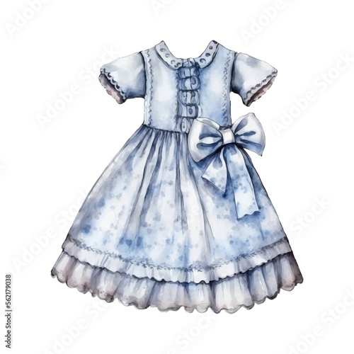 Victorian girl blue dress with bow