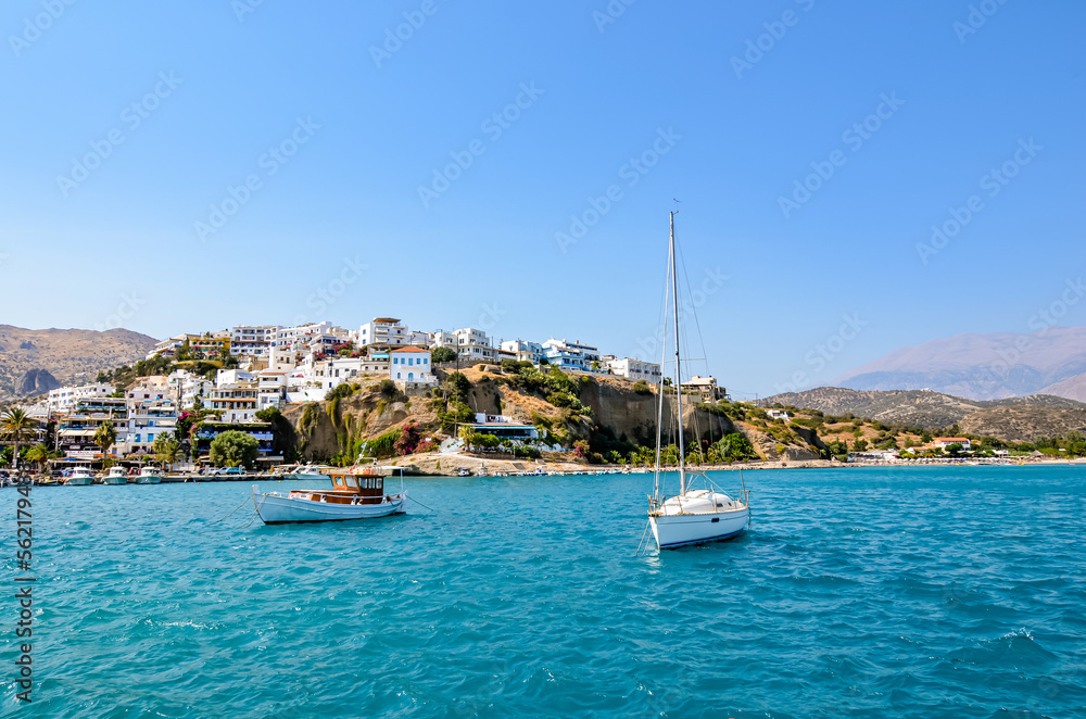 Obraz premium Landscape of the village of Agia Galini in Crete with its famous little fishing port