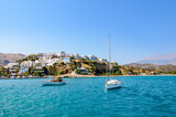 Landscape of the village of Agia Galini in Crete with its famous little fishing port