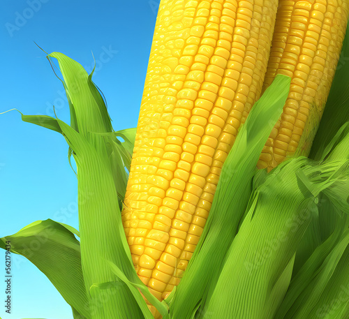 3d rendering illustration of corn or maize  generative ai