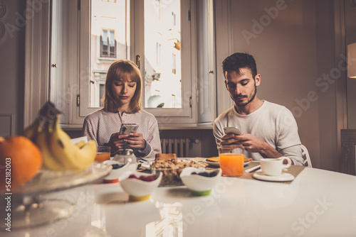 couple making breakfast at home. Concept about lifestyle  healthy food and relationship