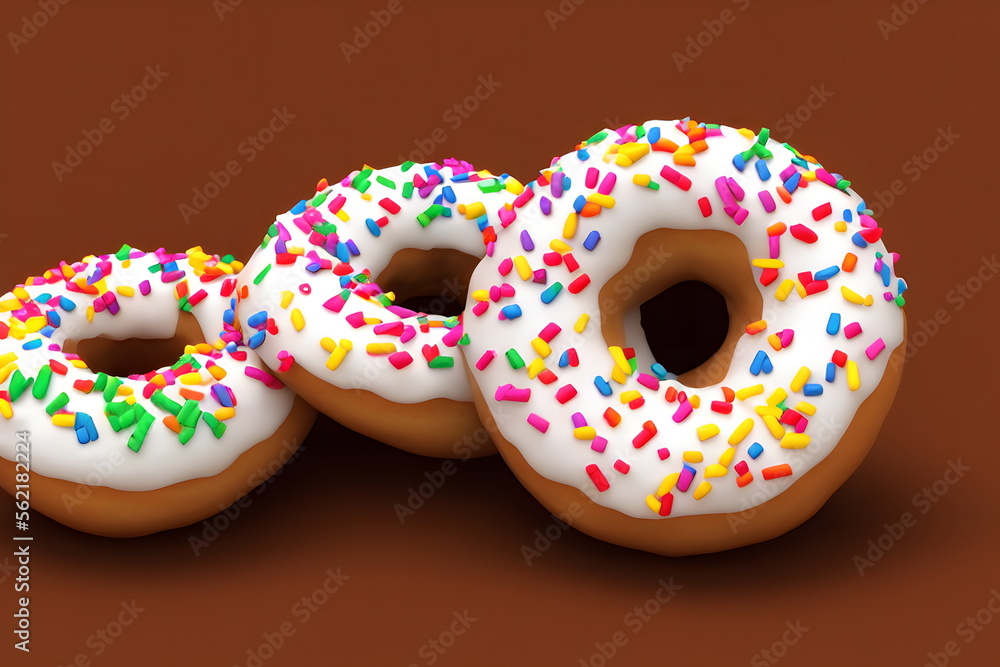 3d rendering illustration of donuts, generative ai
