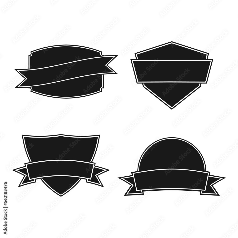 set of shield badge with ribbon logo sticker emblem set of shield badge with ribbon logo sticker emblem