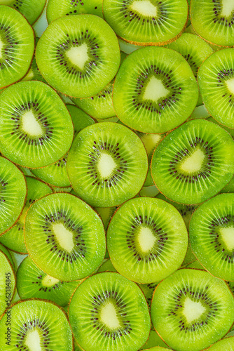 macro kiwi,Kiwi fruit pattern. Healthy food background, overhead.