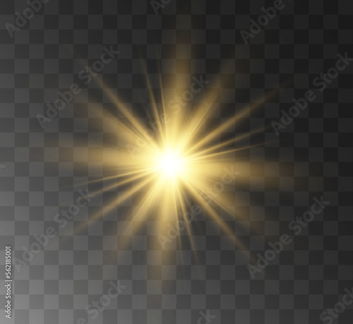 Transparent yellow sunlight special lens flash light effect. Front solar flare lense
