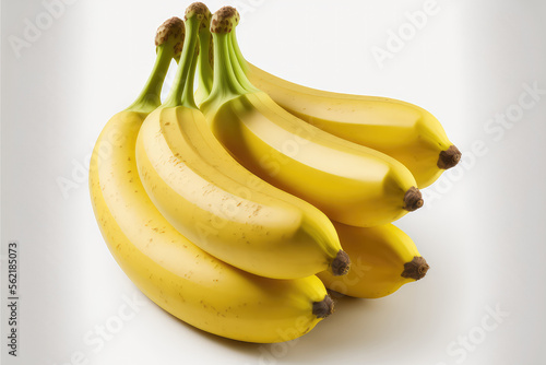 Bunch of bananas isolated on white background with clipping path and full depth of field. (ai generated)