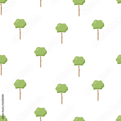 Seamless Pattern trees with a green crown  vector illustration of a tree icon.