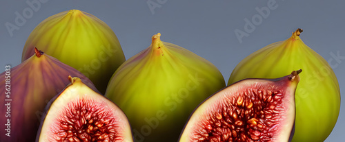 3d rendering illustration of ripe figs, generative ai
