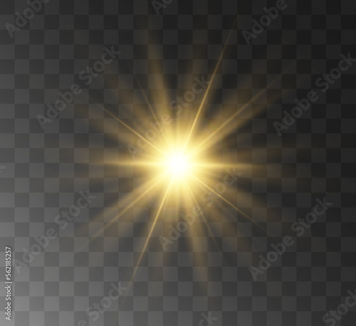 Transparent yellow sunlight special lens flash light effect. Front solar flare lense
