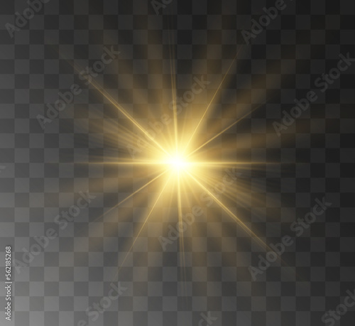 Transparent yellow sunlight special lens flash light effect. Front solar flare lense
