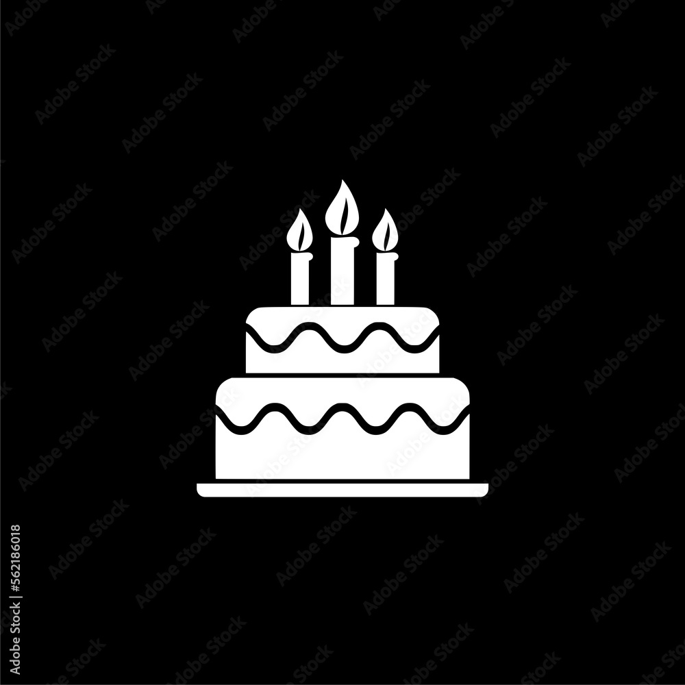 Birthday and dessert icon isolated on black background. Birthday and dessert icon isolated on black background.