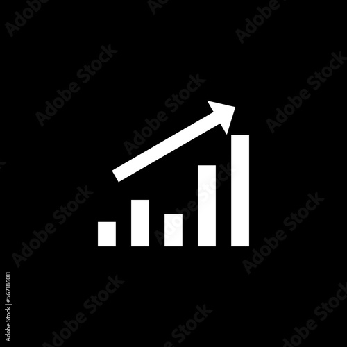 Chart rise icon Financial forecast  icon isolated on black background.