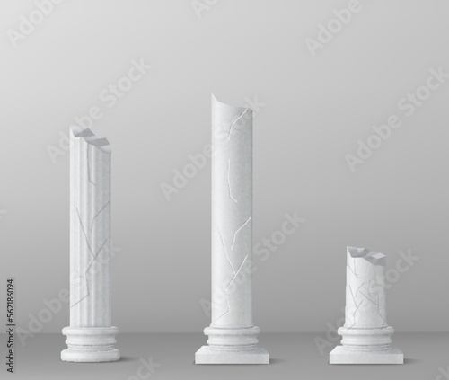 White battered 3d pole cylinder isolated on gray background. Vector illustration