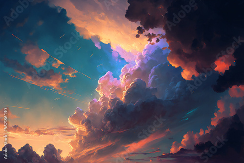 Illustration of clouds in the sky - Clouds - Sky - Sunset