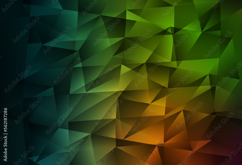 Obraz premium Dark Green, Red vector template with crystals, triangles.
