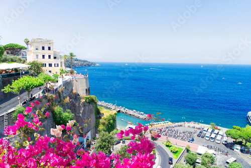 embankment of Sorrento at summer day with flowers  southern Italy