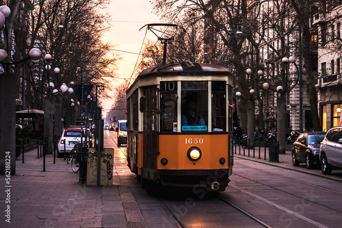 photo taken on the 1650 tram that circulates in the center of milan