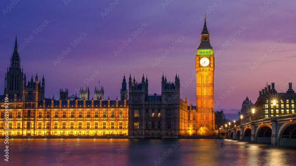 London, England; January 17, 2023 - A view acroos the River Thames of the Palace of Westminster, London, England