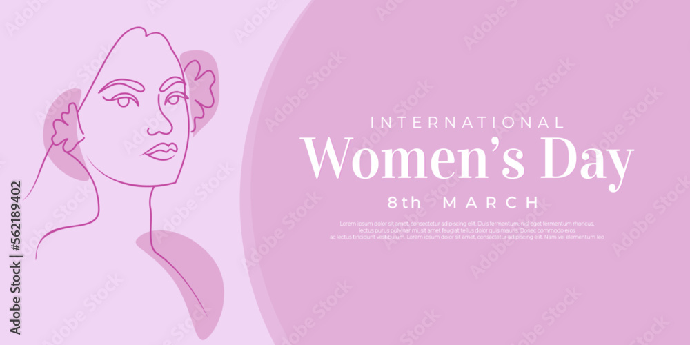 Beautiful women's day banner with line art decorative wishes greeting card Beautiful women's day banner with line art decorative wishes greeting card