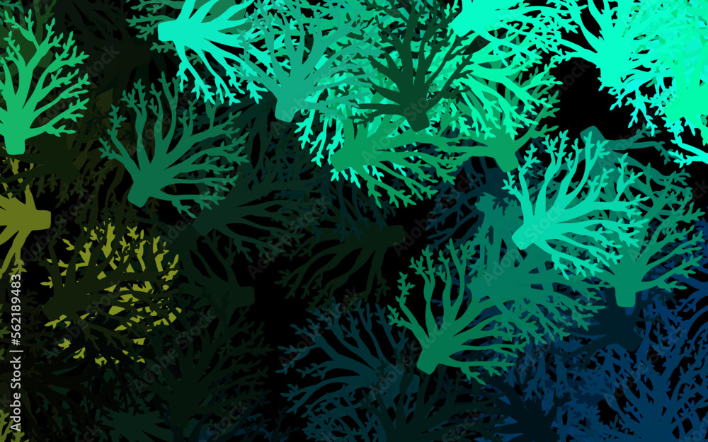 Dark Green vector doodle layout with flowers.