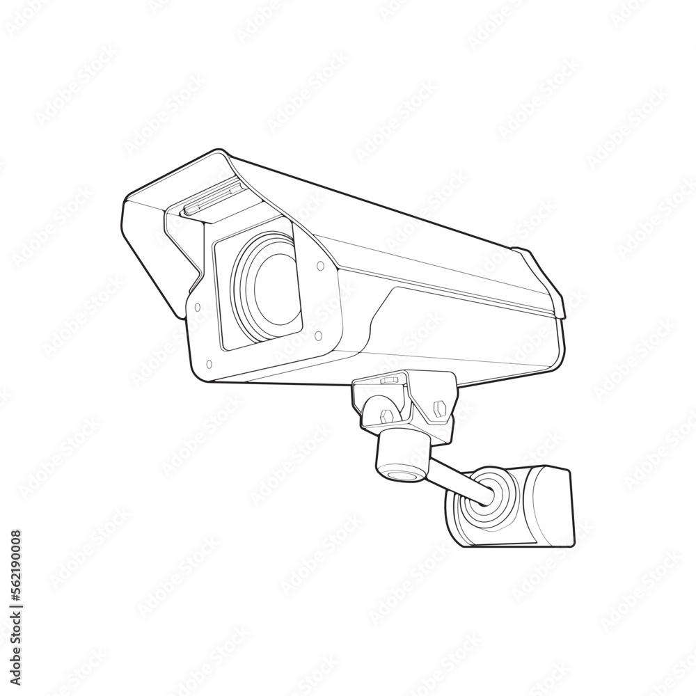 Cctv in line art vector style, isolated on white background. Cctv in ...