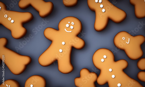 3d rendering illustration of gingerbread cookies, generative ai