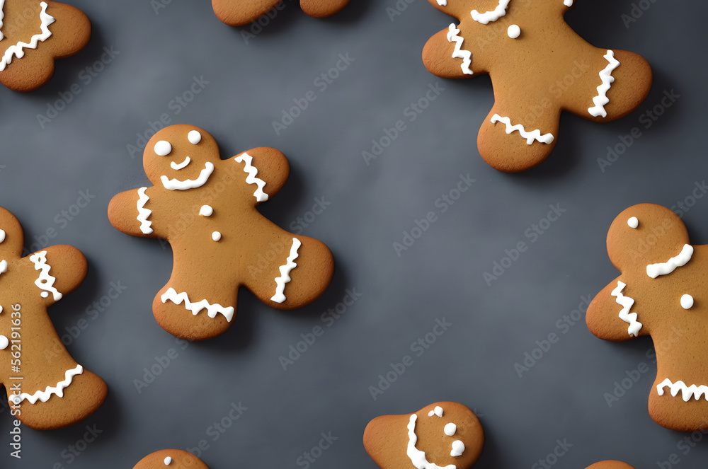 Illustration of gingerbread cookies, generative ai Illustration of gingerbread cookies, generative ai