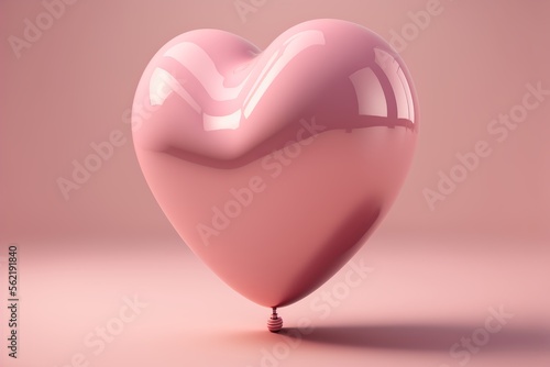 Pink air balloon heart shaped on a pink background