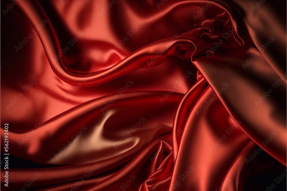 Obraz premium Red luxury silk background, Crumpled red satin texture background or elegant wallpaper design, background, Generative AI