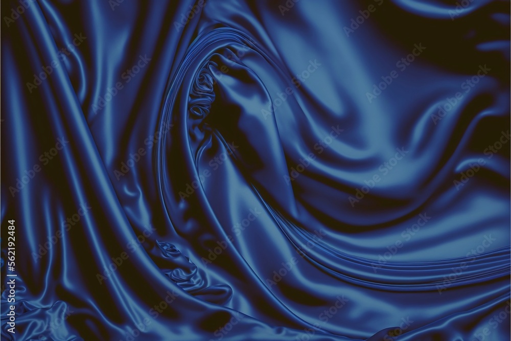 Obraz premium Blue luxury silk background, Crumpled blue satin texture background or elegant wallpaper design, background, Generative AI