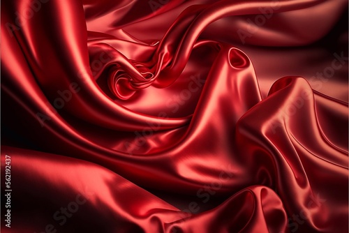 Red luxury silk background, Crumpled red satin texture background or elegant wallpaper design, background, Generative AI