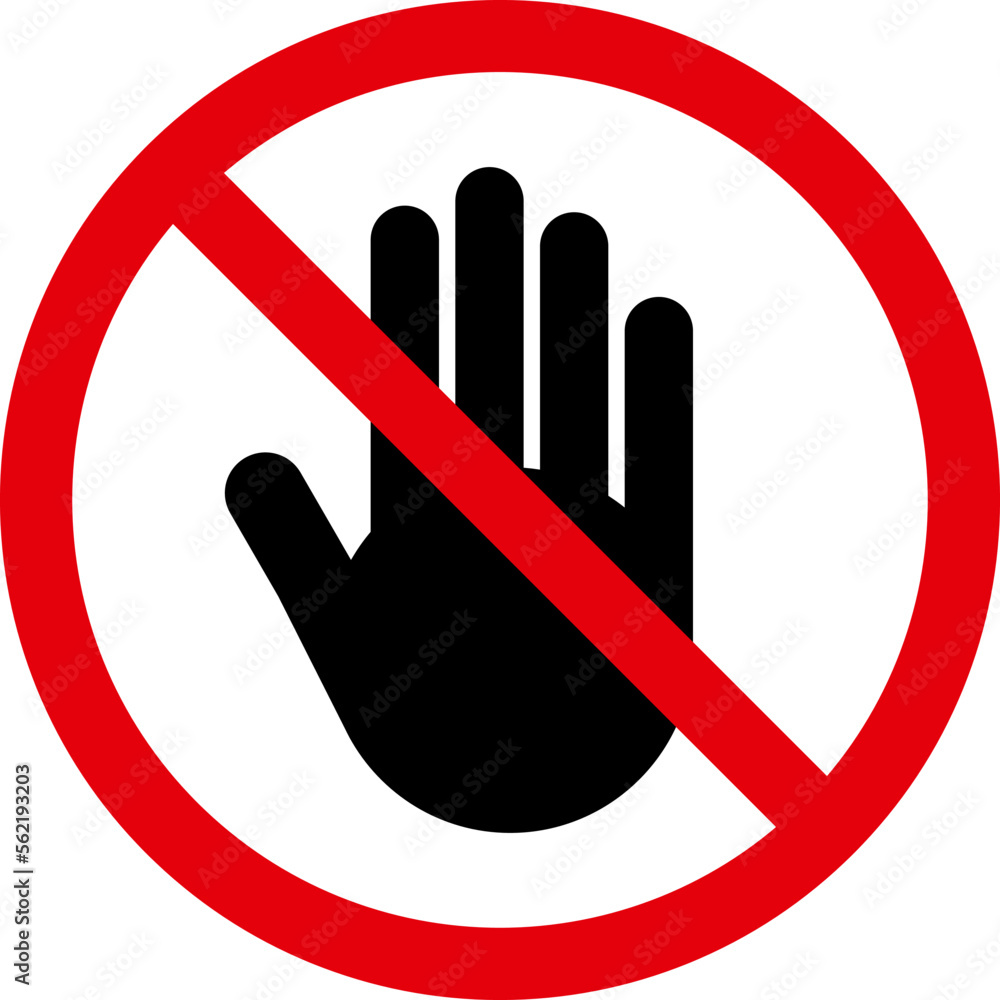 Stop sign vector image illustration. Forbidden sign. Hand prohibited. Forbidden access. Symbol ban entry. Icon no entry. Vector illustration isolated on white background. Stop sign vector image illustration. Forbidden sign. Hand prohibited. Forbidden access. Symbol ban entry. Icon no entry. Vector illustration isolated on white background.