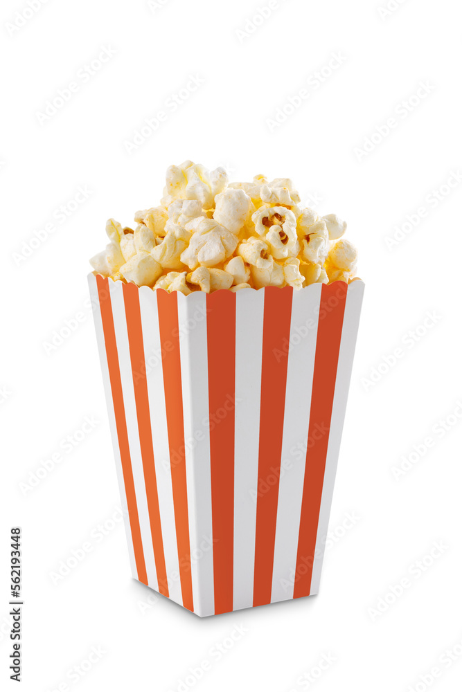 Red white striped carton bucket with tasty cheese popcorn, isolated on transparent background, PNG. Movies, cinema and entertainment concept. Red white striped carton bucket with tasty cheese popcorn, isolated on transparent background, PNG. Movies, cinema and entertainment concept.
