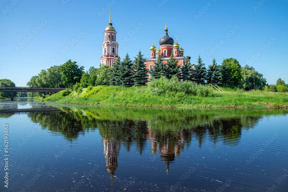 Resurrection Cathedral with reflection. Staraya Russa, Novgorod region