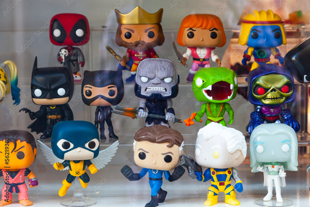 Motril, Spain - 09.24.2022: Collectible figurines of funko pop on a shop  window, close-up. Stock Photo | Adobe Stock