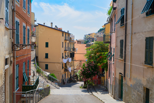 Fototapeta Naklejka Na Ścianę i Meble -  street of Riomaggiore picturesque town of Cinque Terre, Italy