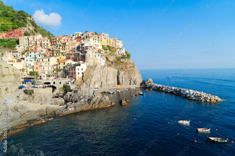 Manarola picturesque town and sea of Cinque Terre, Italy