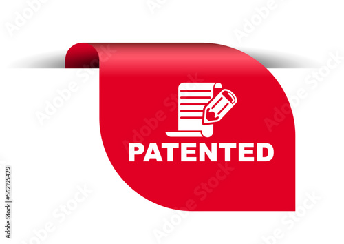 red vector illustration banner patented