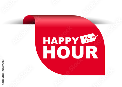 red vector illustration banner happy hour
