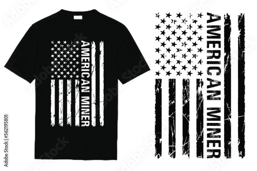 American Miner Flag T Shirt Design
