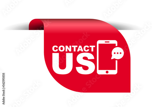 red vector illustration banner contact us