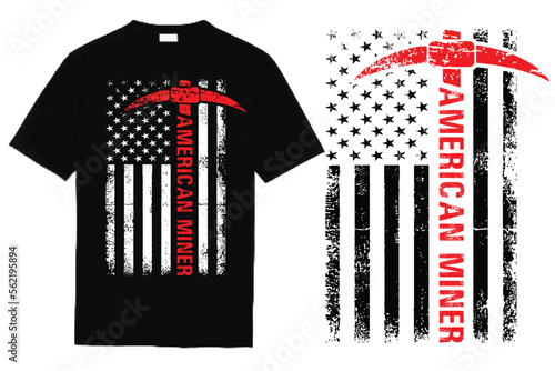 American Miner With Flag T Shirt Design