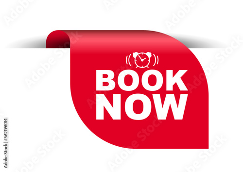 red vector illustration banner book now