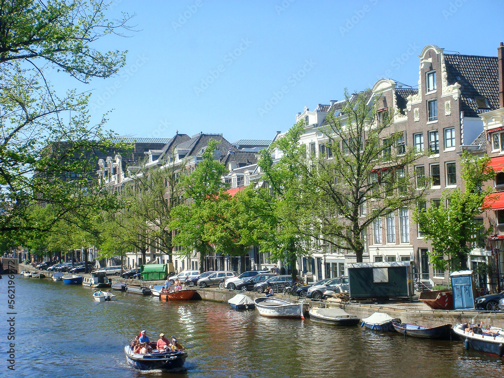 Panoramic view of the city on the sunny day.  Amsterdam. Netherlands.