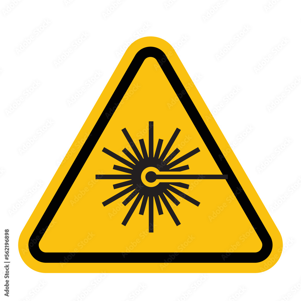 laser beam warning sign, hazard, vector illustration laser beam warning sign, hazard, vector illustration