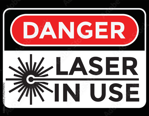 laser beam warning sign, hazard, vector illustration 